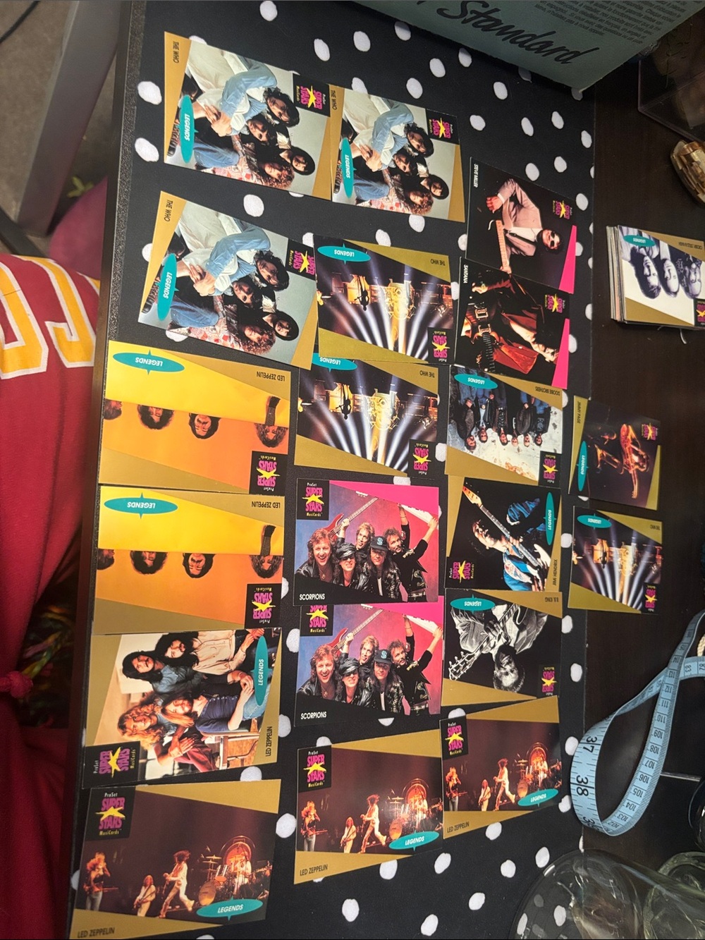 Vintage Rock Band Trading Cards - Colorful Gold & Black Set